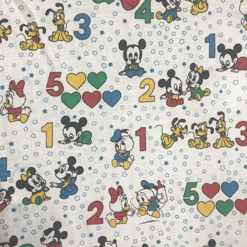 Vintage Disney Mickey Mouse baby blanket numbers 123 Red Trim Minnie Pluto